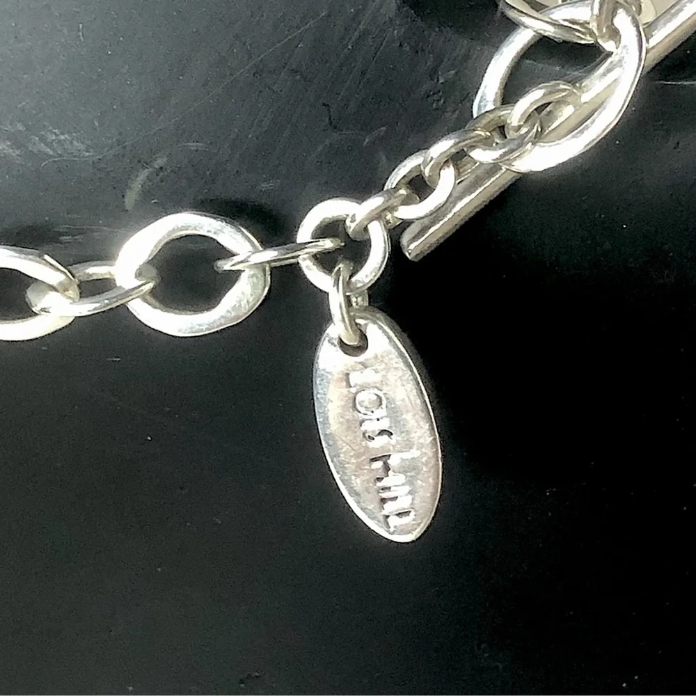 LOIS HILL Sterling Silver Cut Out Mother Of Pearl Open Link Toggle Necklace NWOT - Picture 12 of 17